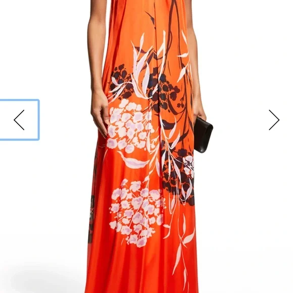 RICKIE FREEMAN FOR TERI JON Brdr Prt Halter Caftan Size 4 - Picture 3 of 7